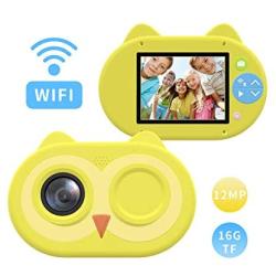 Kids Camera, LifeBasis 12MP HD Child Digital Photo Video Camera WiFi Wireless Connection, 2.0 inch Screen Mini Cartoon Camcorder Rechargeable Shockproof Camera for Kids Gifts with 16G TF Card