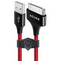 AGVEE Unbreakable Nylon Braided [3 Pack 6ft] 30 Pin Heavy Duty Fast Charger Cable, Slim Metal Shell End Case Friendly Charging Data Cord for iPhone 4/4S, iPad 1/2/3, iPod, Red