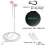 KINVOCA Wired Metal In Ear Earbuds Headphones with Microphone Volume and Case, Bass Stereo Noise Isolating Inear Earphones Ear Buds for Cell Phones, Aluminum Alloy, Carabiner, 3.5mm Jack, Rose Gold