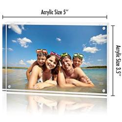 Americanflat Acrylic Picture Frame in Clear - Scratch Resistant with Magnetic Corners & Freestanding for Tabletop - 3.5" x 5"