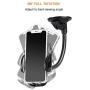 Crazefoto Cell Phone Holder for Car, Windshield Long Arm Car Phone Mount with One Button Design and Anti-Skid Base Car Holder Compatible with iPhone Xs MAX/XS/XR/X/8/7/7P/6s, Galaxy S6/S7/S8,Google