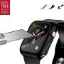 [2 Pack] Compatible for Apple Watch 44mm Series 5 Series 4 Tempered Glass Screen Protector with Black Bumper Case, YMHML Full Coverage Easy Installation Bubble-Free Cover for iWatch Accessories