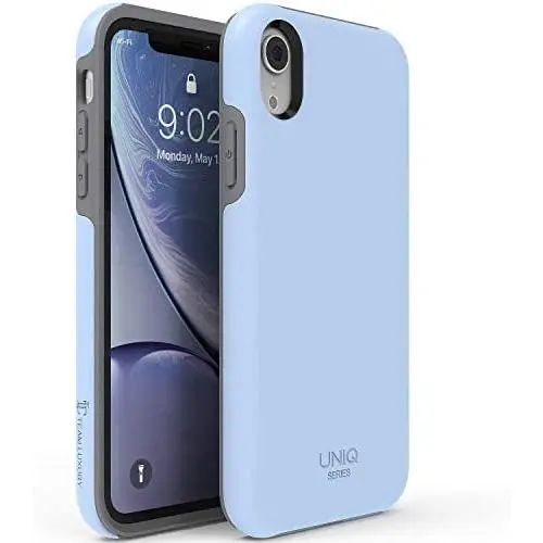 TEAM LUXURY XR iPhone Case, [UNIQ Series] Ultra Defender Shockproof Hybrid Slim Protective Cover Phone Case for Apple iPhone XR 6.1&quot - Light Blue/Gray