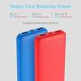 2-Pack Miady 10000mAh Dual USB Portable Charger, Fast Charging Power Bank with USB C Input, Backup Charger for iPhone X, Galaxy S9, Pixel 3 and etc (Red & Blue) …