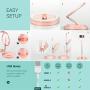 TARION 11" Selfie Ring Light with Stand + Phone Holder Foldable Beauty Ring Light Mini Led Light for Live Stream Video Photography Videography Conference Desk Led Lighting Adjustable Brightness Pink