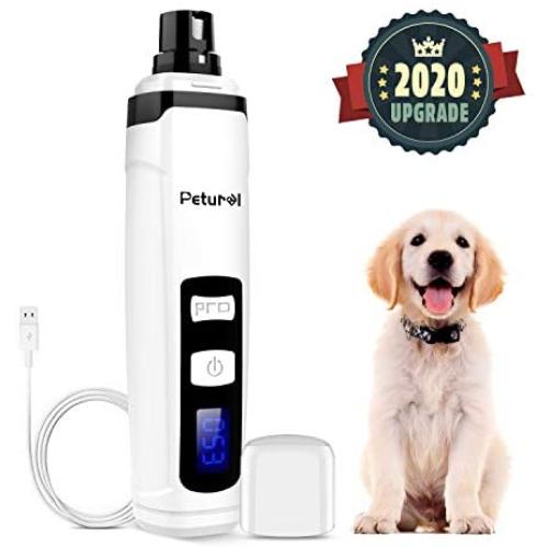 Petural Dog Nail Grinder Upgraded - LCD Display Electric Dog Nail Filer 2200 mAh Rechargeable Dog Nail Trimmers High Power 7000/8000 RPM Dog Nail Grinder for Large Medium Dogs