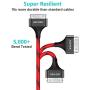 AGVEE Unbreakable Nylon Braided [3 Pack 6ft] 30 Pin Heavy Duty Fast Charger Cable, Slim Metal Shell End Case Friendly Charging Data Cord for iPhone 4/4S, iPad 1/2/3, iPod, Black and Red