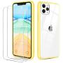 OULUOQI Compatible with iPhone 11 Pro Max Case 2019,Tempered Glass Screen Protector [2Pack] with Shockproof Clear Case for iPhone 11 Pro Max 6.5 inch.(Yellow)