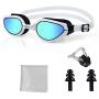 PHELRENA Swim Goggles, 2019 Electroplated Swimming Goggles, Anti Fog,No Leaking,UV Protection,Shatter-Proof, Clear Wide Vision Triathlon Swim Goggles for Women Men Adult with Free Nose Clip Ear Plugs