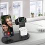 OLEBR 3 in 1 Charging Stand Compatible with iWatch Series 5/4/3/2/1, AirPods and iPhone Xs/X Max/XR/X/8/8Plus/7/7 Plus /6S /6S Plus(Original Charger & Cables Required) Black