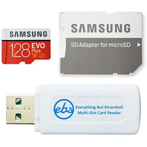 Samsung 128GB Micro SDXC EVO Plus Memory Card with Adapter Works with Samsung Galaxy Note 10+ Cell Phone, Note 10+ 5G Smartphone (MB-MC128G) Bundle with 1 Everything But Stromboli SD, TF Card Reader