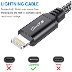 IWAVION iPhone Charger Cable, 4pack 3ft/1m Lightning Cable Nylon Braided iPhone Cable USB Sync Cord Fast iPhone Charging Cable for iPhone Xs Max X XR 8 7 6s 6 Plus SE 5 5s, iPad Mini/Air, iPod
