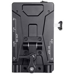 Movo RBS1 V-Mount Battery Plate with 15mm Rod Mount and 5V, 7.2V, 8.4V, 9V, 12V, 14.8V, and LP-E6 Power Supply Outputs for DSLR Cameras, Camcorders, Monitors, Microphones and More