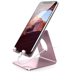 Cell Phone Stand, Lamicall Phone Cradle : Phone Dock, Holder Compatible with Android Smartphones, Phone 11 Pro XS Max XR X 6 6s 7 8 Plus 5 5s 5c, Used for Desk, Table, Night Stand - Rose Gold