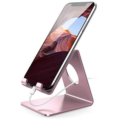 Cell Phone Stand, Lamicall Phone Cradle : Phone Dock, Holder Compatible with Android Smartphones, Phone 11 Pro XS Max XR X 6 6s 7 8 Plus 5 5s 5c, Used for Desk, Table, Night Stand - Rose Gold