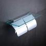 Hiendure Toilet Paper Holder,Double Bathroom Roll Tissue Holders Paper Dispenser with Glass Shelf and 2 Lids