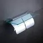 Hiendure Toilet Paper Holder,Double Bathroom Roll Tissue Holders Paper Dispenser with Glass Shelf and 2 Lids