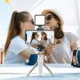 Mini Portable Camera Tripod, for iPhone/Samsung/Google Smartphone Clamp/Action Cam, Lightweight White Handle Travel Tripod, 1/4" Vlog Camera Table Tripod Stand Video Shooting Photography Accessories