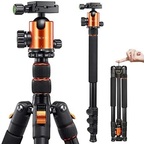 VICTIV Camera Tripod 81 inches Monopod, Aluminum Travel Tripod for DSLR, Lightweight Tripod Loads up to 19 lbs with 360 Degree Ball Head and Carry Bag for Travel and Work - AT26 Orange VICTIV Camera Tripod 81 inches Monopod, Aluminum Travel Tripod for DSLR, Lightweight Tripod Loads up to 19 lbs with 360 Degree Ball Head and Carry Bag for Travel and Work - AT26 Orange
