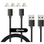 NetDot Gen3 USB2.0 Magnetic Charging & Data Transfer Cable with 1 iOS Connector and 1 Micro-USB Connector Compatible with Both Android Smartphone and iPhone - 5 Feet/2 Pack Black