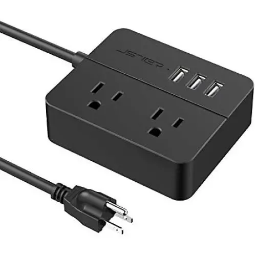 USB Power Strip JSVER Power Strip with 3 USB, Power Strip Surge Protector, 2 AC Outlet Strip, USB Charging Station with 5ft Extension Cord, Mini Power Cord for Home, Office, Dorm, Travel (Black) USB Power Strip JSVER Power Strip with 3 USB, Power Strip Surge Protector, 2 AC Outlet Strip, USB Charging Station with 5ft Extension Cord, Mini Power Cord for Home, Office, Dorm, Travel (Black)
