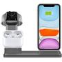 Aluminum Alloy Wireless Charger. ZIKU 3 in 1 Wireless Charging Stand Station Dock for Airpods Apple Watch 5/4/3/2 iPhone SE /11/ pro mas X/XS/XR/Xs Max/8/8 Plus- Include 18W USB-C Charger (Gray)