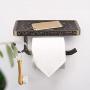 Zouminy Bathroom Toilet Paper Holder Shelf with Mobile Phone Storage Shelf Bracket Wall Mounted(Brown)
