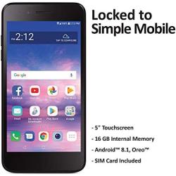 Simple Mobile LG Rebel 4 4G LTE Prepaid Smartphone (Locked) - Black - 16GB - Sim Card Included - GSM