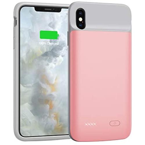 Battery Case for iPhone X/Xs/10, 4100mAh Ultra Slim Portable Protective Charging Case Extended Rechargeable Battery Pack for iPhone X/Xs (5.8 Inch) Pink