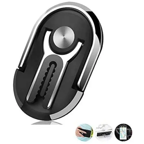 Multipurpose Phone Bracket YALANLE Phone Ring Holder Finger Kickstand Universal Air Vent Car Phone Mount 3 in 1 Mobile Phone Stand 360 Degree Rotation Multiple-Angle Black