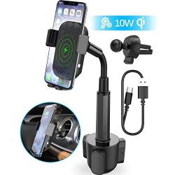 Wireless Car Charger, Squish 2-in-1 Universal Cell Phone Holder Cup Holder Phone Mount Car Air Vent Holder for iPhone, Samsung, Moto, Huawei, Nokia, LG, Smartphones (12.1 inches)