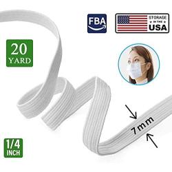 Flat Elastic Band for Sewing and Crafting, Braided Stretch Strap Cord Roll (1/4 inch 6mm 40 Yards, White)