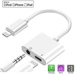 [Apple MFi Certified] Lightning to Headphone Jack Adapter, for iPhone Dongle 2 in 1 Charger/Earphones Audio Jack Splitter Aux Cable Connector, Compatible with iPhone 7/7 Plus/8/8P lus/11/X/XS/XS MAX