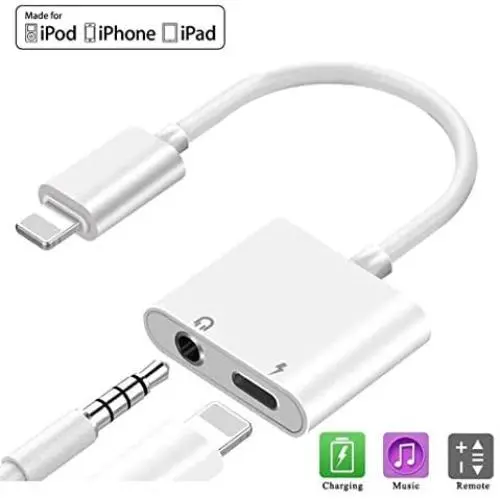 [Apple MFi Certified] Lightning to Headphone Jack Adapter, for iPhone Dongle 2 in 1 Charger/Earphones Audio Jack Splitter Aux Cable Connector, Compatible with iPhone 7/7 Plus/8/8P lus/11/X/XS/XS MAX