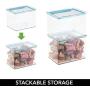 mDesign Airtight Stackable Plastic Kitchen Cabinet Pet Food Storage Container - Attached Lid - Compact Bin for Pantry, Refrigerator, Freezer - BPA Free, Food Safe - Holds 2 Quarts, 2 Pack - Clear