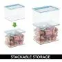 mDesign Airtight Stackable Plastic Kitchen Cabinet Pet Food Storage Container - Attached Lid - Compact Bin for Pantry, Refrigerator, Freezer - BPA Free, Food Safe - Holds 2 Quarts, 2 Pack - Clear mDesign Airtight Stackable Plastic Kitchen Cabinet Pet Food Storage Container - Attached Lid - Compact Bin for Pantry, Refrigerator, Freezer - BPA Free, Food Safe - Holds 2 Quarts, 2 Pack - Clear