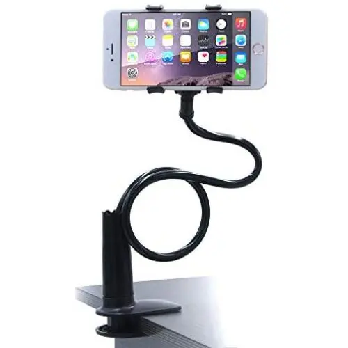 Universal Cell Phone Holder, 4326547903 Lazy Bracket Mobile Phone Stand, Flexible Gooseneck Long Arm Clip, Screw-Down-Fixed Bolt Clamp Style by AUXO-FUN (Black) Universal Cell Phone Holder, 4326547903 Lazy Bracket Mobile Phone Stand, Flexible Gooseneck Long Arm Clip, Screw-Down-Fixed Bolt Clamp Style by AUXO-FUN (Black)