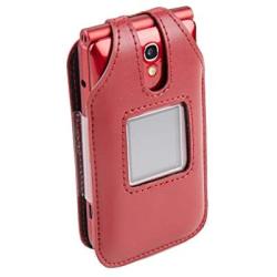 Fitted Leather Case for Alcatel GreatCall Jitterbug Flip Phone for Seniors, Features: Rotating Belt Clip, Screen & Keypad Protection, Secure Fit (Red)