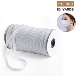 80 Yards Length 1/4 Inch Width Braided Elastic Band White Elastic String Cord Heavy Stretch High Elasticity Knit Elastic Band for Sewing Craft DIY