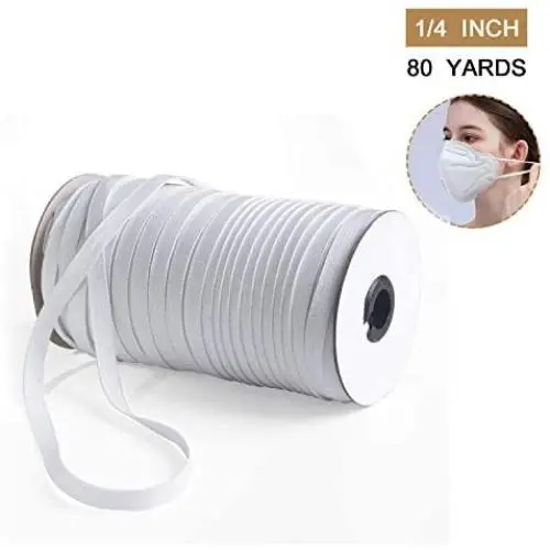 80 Yards Length 1/4 Inch Width Braided Elastic Band White Elastic String Cord Heavy Stretch High Elasticity Knit Elastic Band for Sewing Craft DIY 80 Yards Length 1/4 Inch Width Braided Elastic Band White Elastic String Cord Heavy Stretch High Elasticity Knit Elastic Band for Sewing Craft DIY