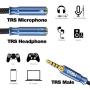 MillSO Headset Splitter Adapter Nylon Braided 4 Pole TRRS Male to 2 Female Headphone Splitter Mic and Audio Y Cable for Gaming Headset to PS4/Xbox One/Smartphone/PC [Seablue Young Series] - 1 FT