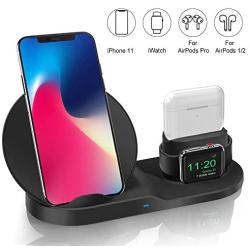 Nroech Wireless Charger 3 in 1 15W Fast Charging Station for Apple iWatch Series 5/4/3/2/1,AirPods, Compatible with iPhone 11 Series/XS MAX/XR/XS/X/8/8 Plus/Samsung