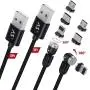 A.S 3 in 1 Magnetic Phone Charger Cable, 360° & 180° Rotation Magnetic Charging Cable, Compatible with Micro USB, Type C and iProduct 2 Pack (Black, 3ft+3ft) A.S 3 in 1 Magnetic Phone Charger Cable, 360° & 180° Rotation Magnetic Charging Cable, Compatible with Micro USB, Type C and iProduct 2 Pack (Black, 3ft+3ft)