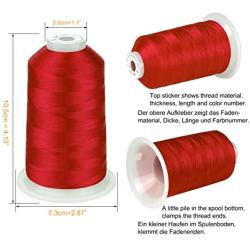 Simthread 42 Options Various Assorted Color Packs of Polyester Embroidery Machine Thread Huge Spool 5000M for All Embroidery Machines (Black White Red Green)