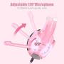 BENGOO Stereo Gaming Headset for PS4, PC, Xbox One Controller, Noise Cancelling Over Ear Headphones Mic, LED Light, Bass Surround, Soft Memory Earmuffs for Laptop Mac Nintendo Switch Games - Pink