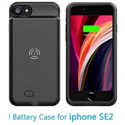 GIN FOXI Battery Case for iPhone SE2/8/7,Qi Wireless Charging Case 5000mAh for iPhone SE 2020 Rechargeable Extended Charger Case Cover Compatible with iPhone Audio Devices,iPhone SE 2020/8/7