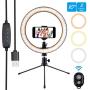 10" Ring Light Selfie Light Ring with Tripod Stand & Cell Phone Holder and Remote Control 3000-5500K 120 Bulbs Dimmable Beauty Desktop Ringlight for YouTube Video/Live Stream/Makeup/Photography