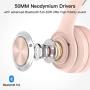 Picun B21 Wireless Headphones Over Ear, 110H Playtime Touch Control Bluetooth Headphones with Mic USB-C Charging Foldable Stereo Bluetooth 5.0 Headset for Phone Support Wired/Wireless/TF (Rose Pink)