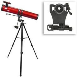 Carson Red Planet Series 45-100x114mm Newtonian Reflector Telescope with Universal Smartphone Digiscoping Adapter (RP-300SP)