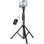 UBeesize Bundle 51" Extendable Tripod Stand with Bluetooth Remote for iPhone & Android Phone & Camera Neck Shoulder Sling Strap, Compatible with Smartphone & Camera.